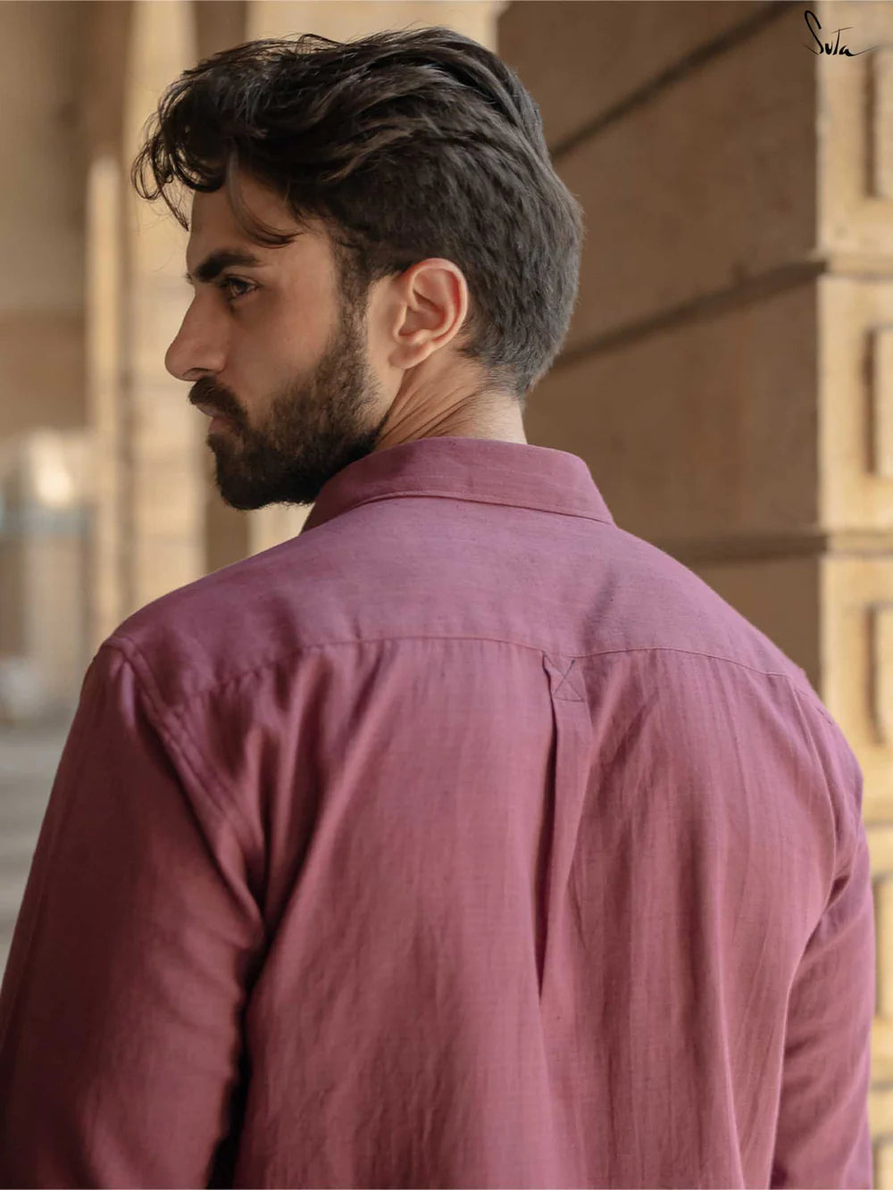 Wine Colour Handloom Cotton Full Sleeve Shirt with Pocket