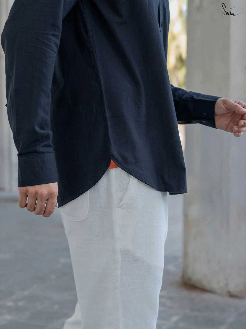 Black Handloom Cotton Full Sleeve Classic Shirt with Pocket