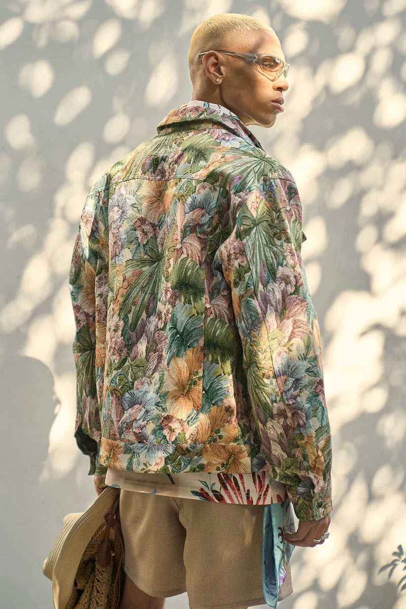 All You Need Is Tapestry Trucker Jacket - Green/combo