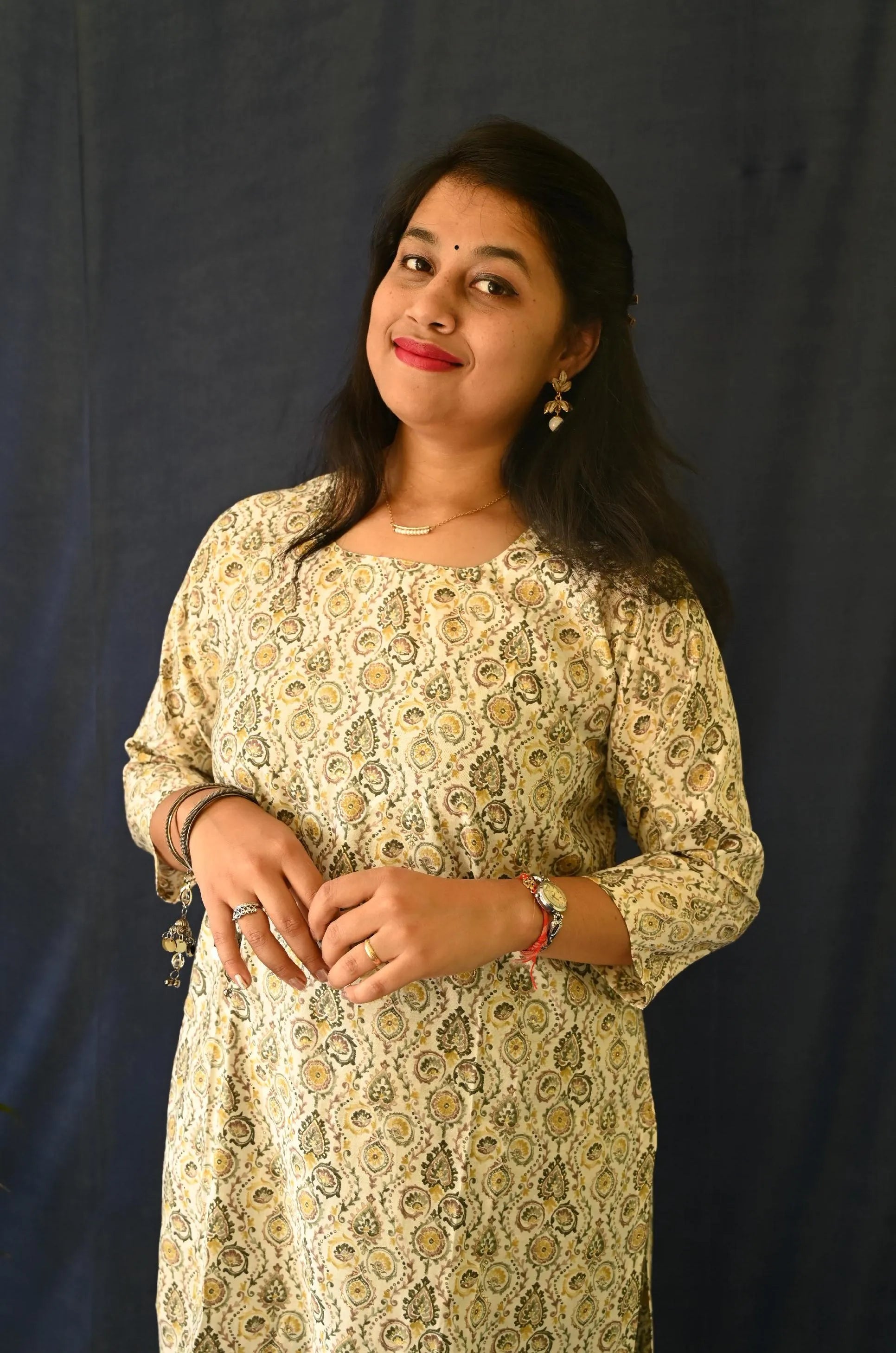 Pure Green Printed Cotton Kurta With Pant