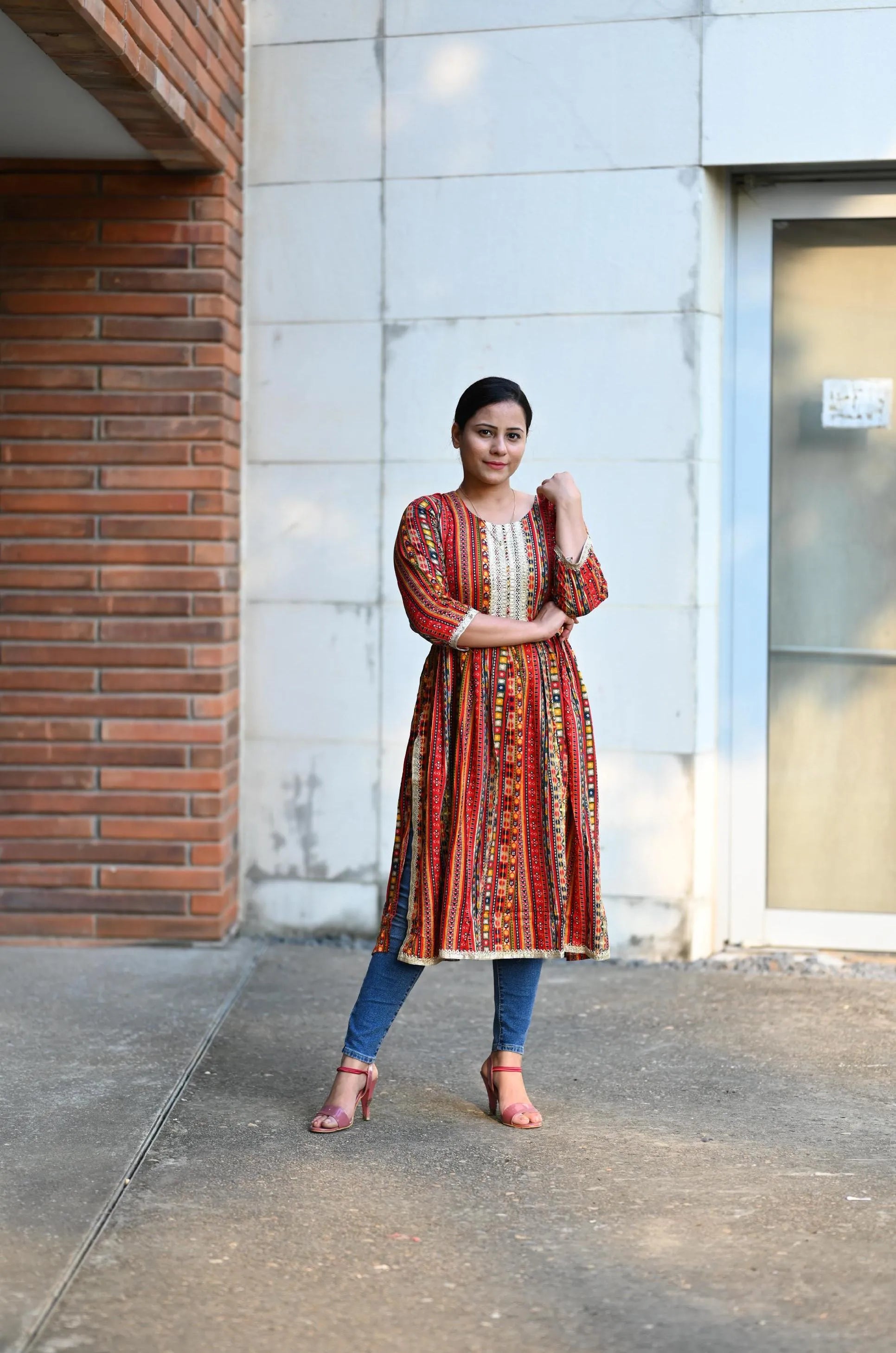 Printed Nayra Cut Flared Kurti