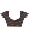 Maroon Printed Cotton Blend Saree With Unstitched Blouse Piece