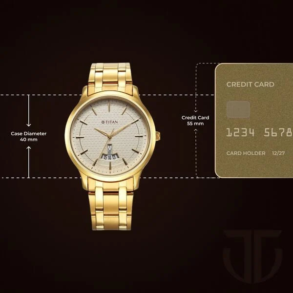 Titan Karishma Quartz Analog Champagne Dial Stainless Steel Strap Watch for Men