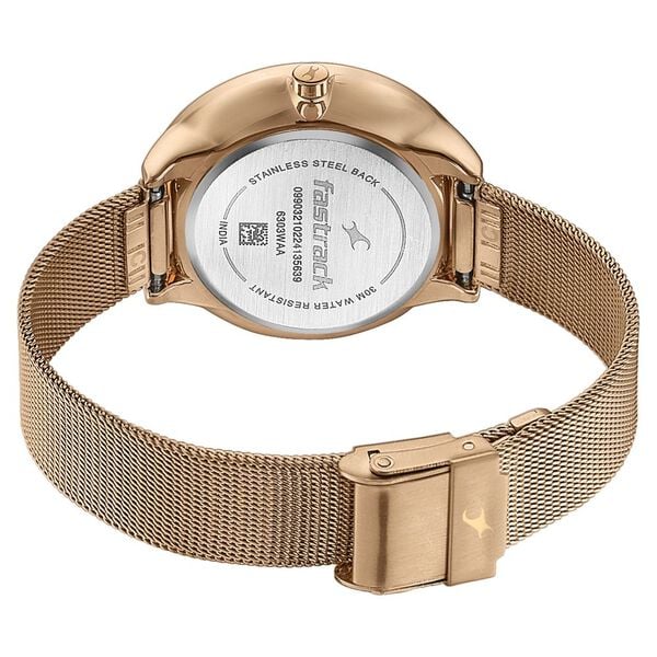 Fastrack Stunners Quartz Analog Rose Gold Dial Stainless Steel Strap Watch for Girls