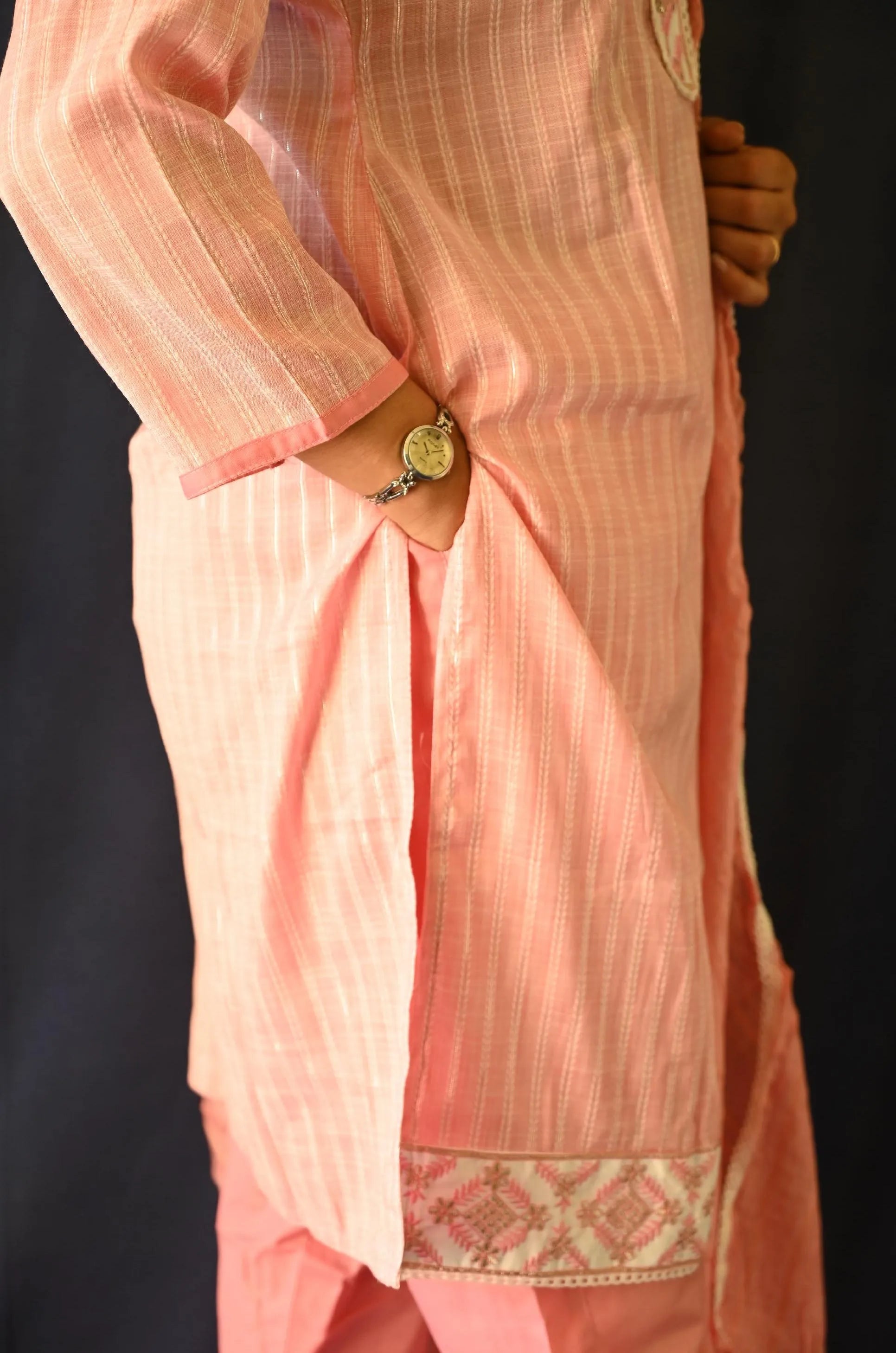 Pink Cotton suit , pant with Pocket and Dupatta