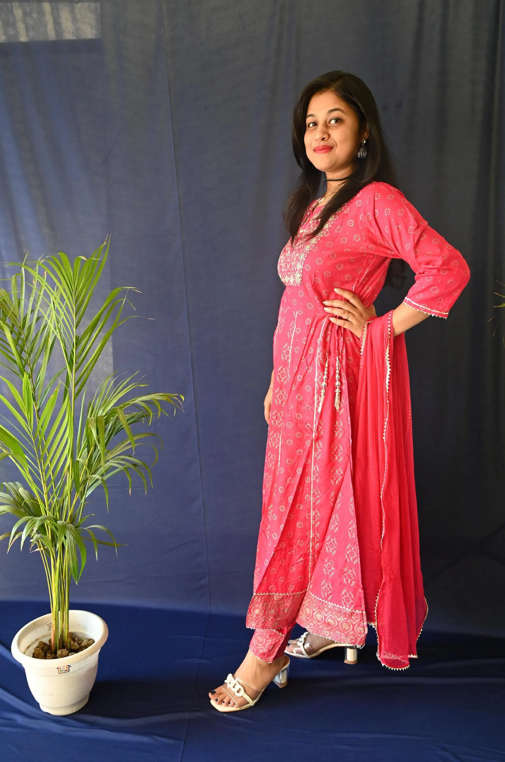 Designer Embroidered kurti & paint set with Dupatta