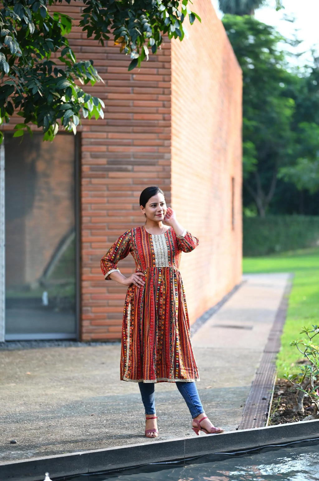 Printed Nayra Cut Flared Kurti