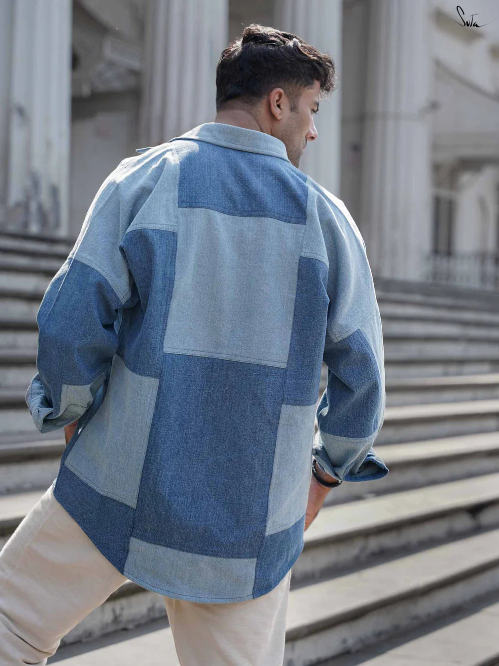 Full Sleeves Denim Patchwork Jacket