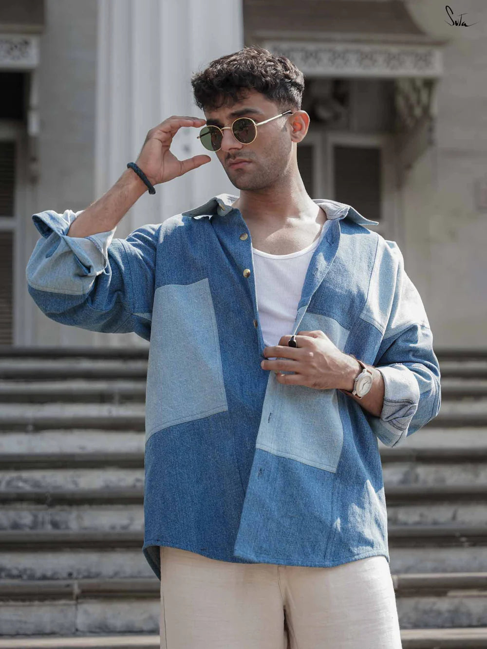 Full Sleeves Denim Patchwork Jacket