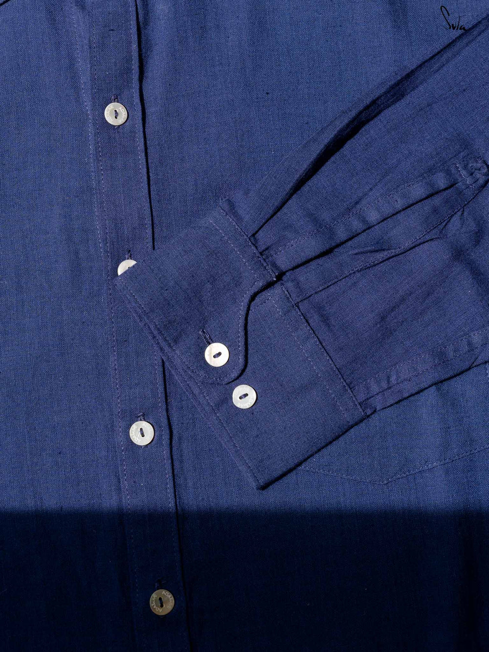 Navy Blue Handloom Cotton Full Sleeve Shirt with Pocket
