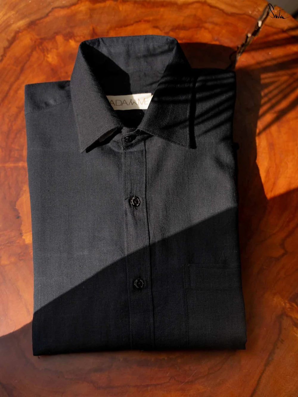 Black Handloom Cotton Full Sleeve Classic Shirt with Pocket