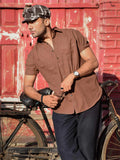 Brown Colour Half Sleeves Cotton Shirt with Pocket