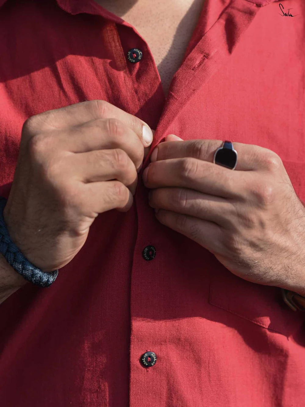 Maroon Colour Short Sleeve Cotton Shirt with Pocket