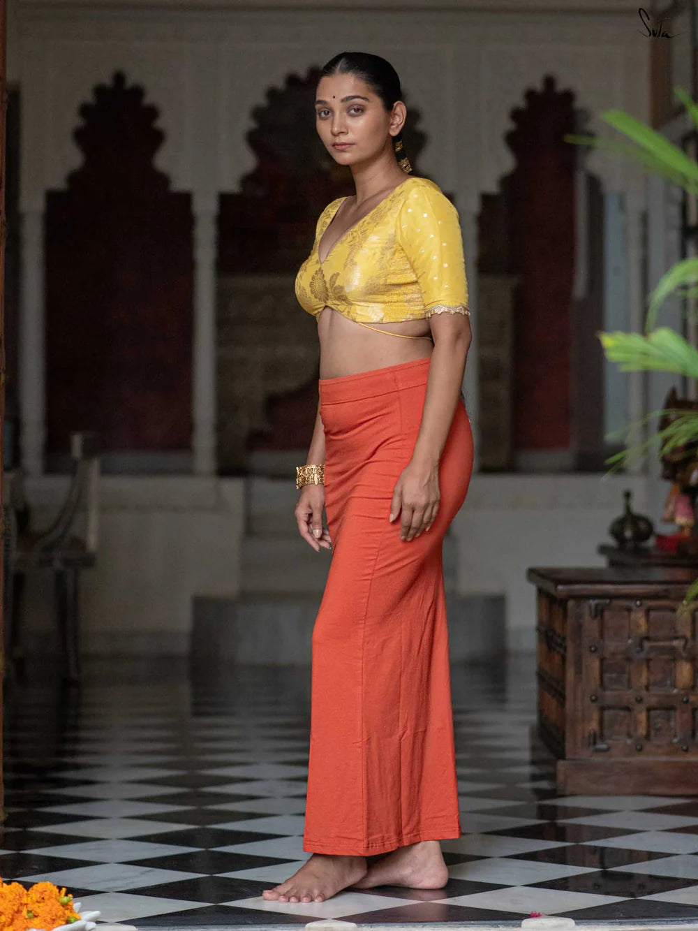 Orange Cotton Underskirt with Side Knot