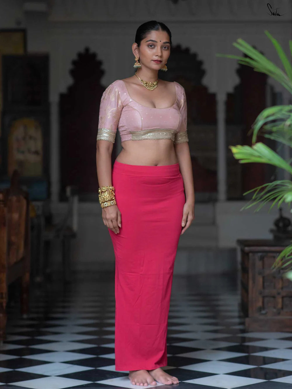 Pink Cotton Underskirt with Side Knot