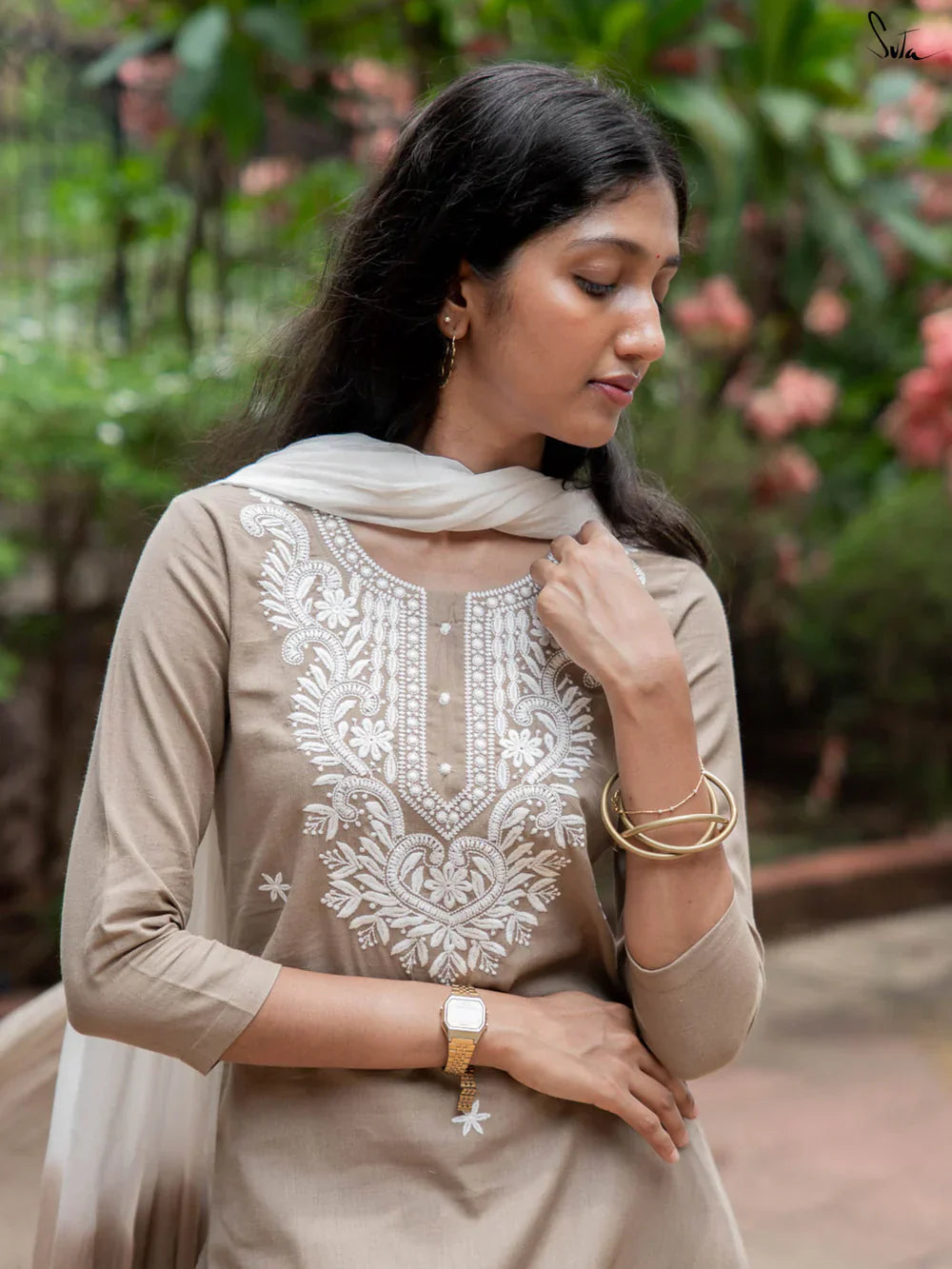 Suta Beige Cotton Kurta Set