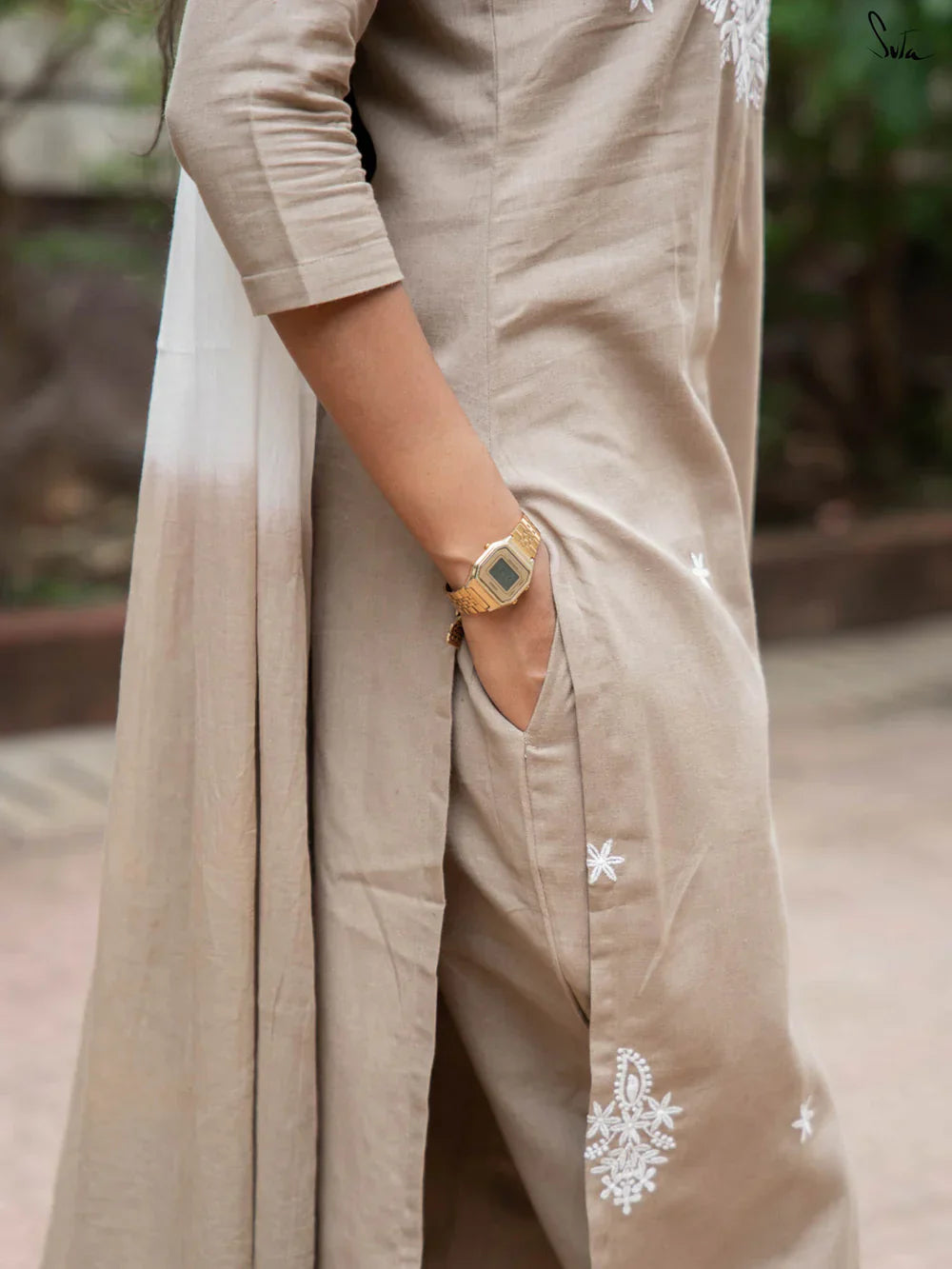 Suta Beige Cotton Kurta Set