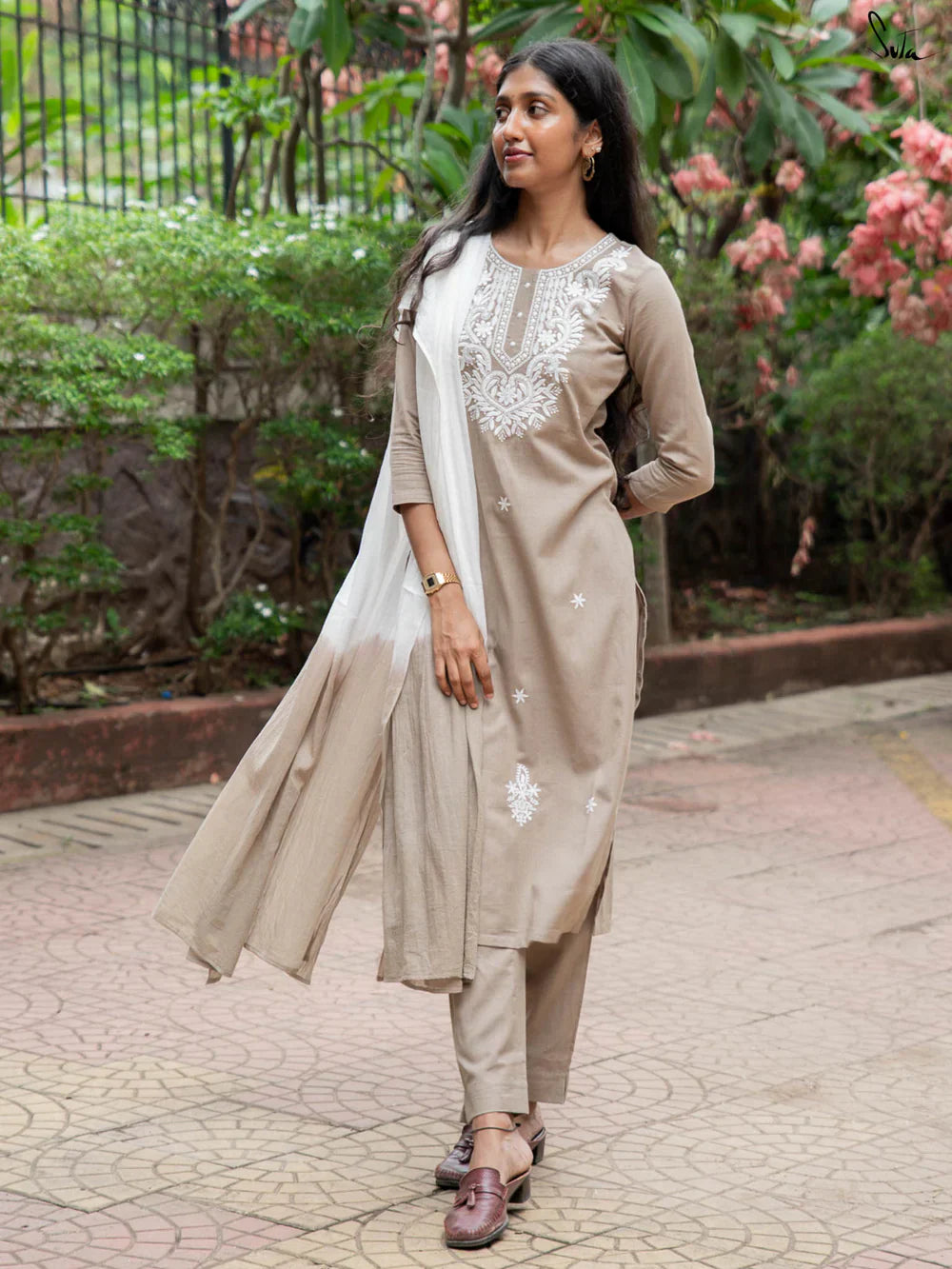 Suta Beige Cotton Kurta Set