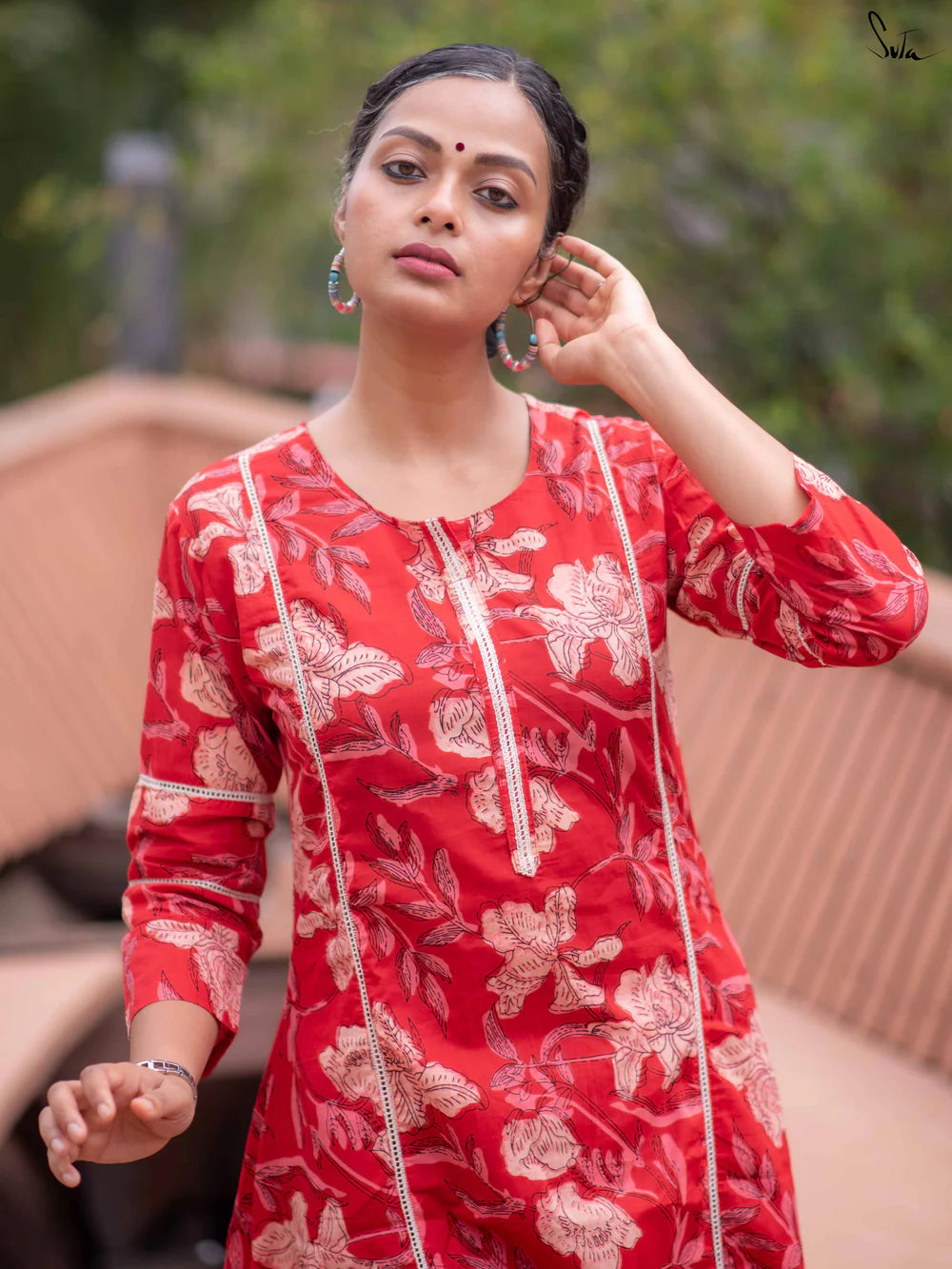 Suta Red Cotton Kurta Set
