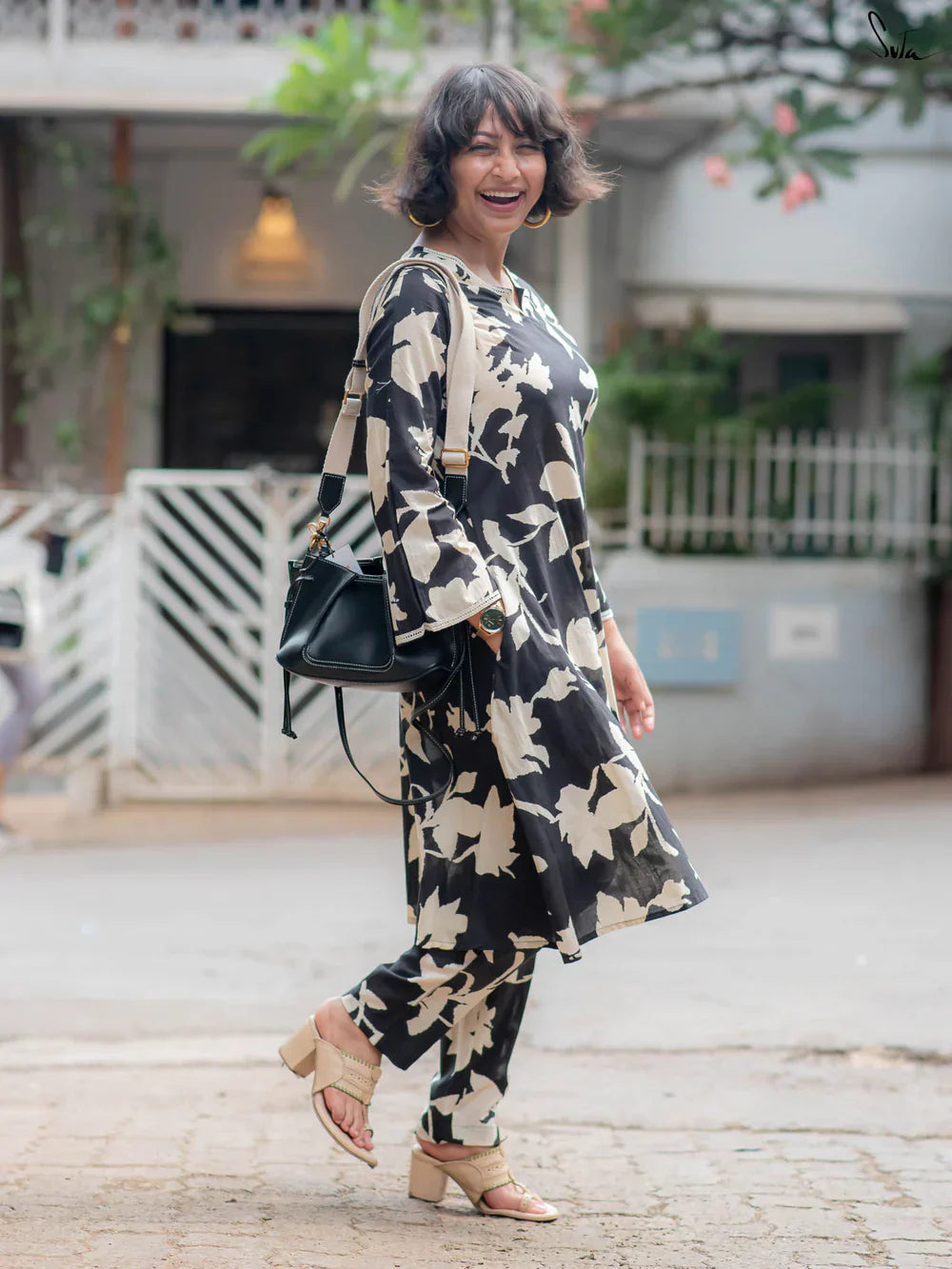 Suta Black Cotton Kurta Set