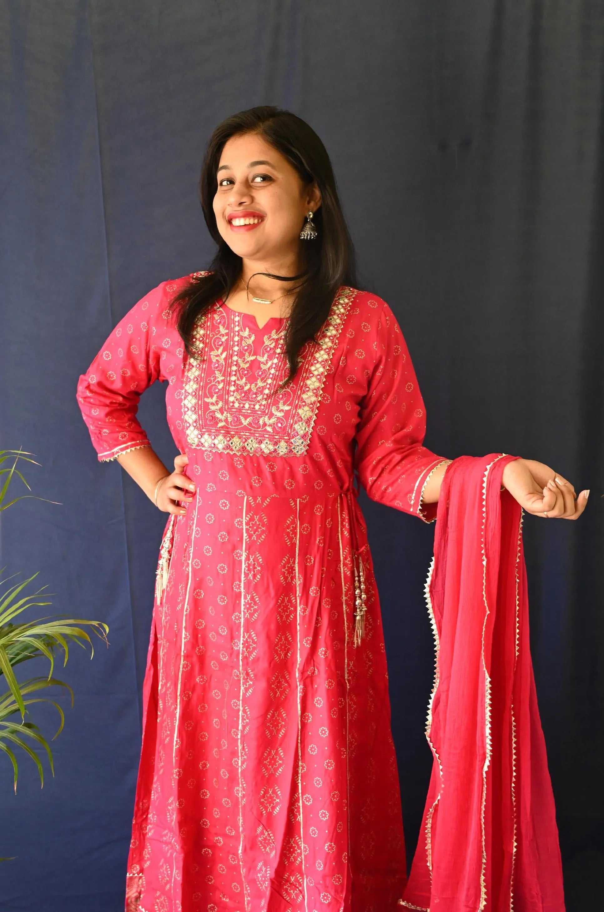 Designer Embroidered kurti & paint set with Dupatta