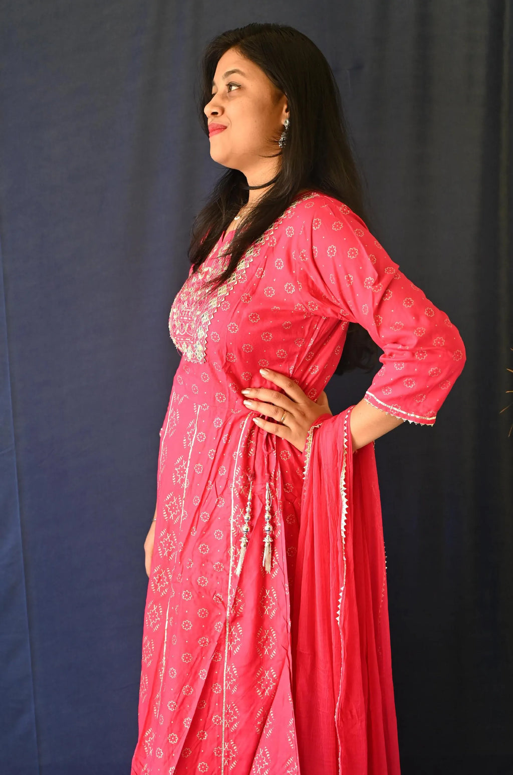 Designer Embroidered kurti & paint set with Dupatta