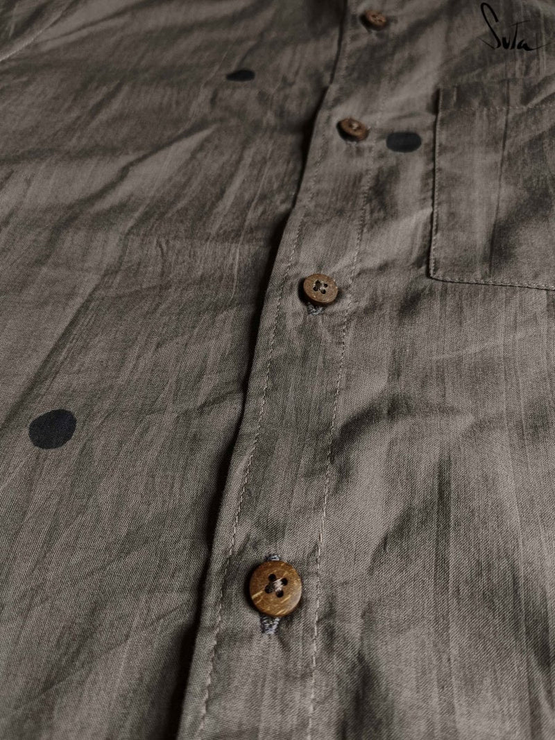 Brown Cotton Half Sleeve Shirt for Men